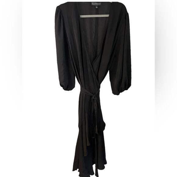 Eloquii Black Wrap Midi Dress Size 22 - Picture 1 of 7